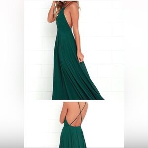 Floor length dark green dress from LuLu